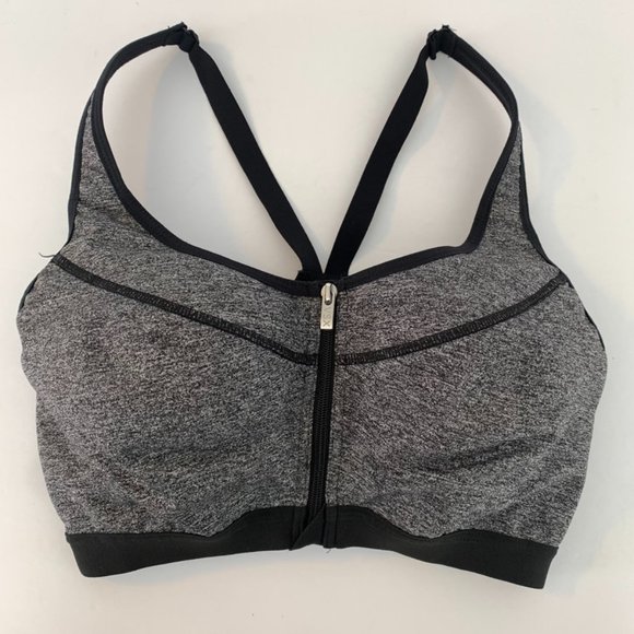 Victoria's Secret Other - Victoria's Secret VSX Heathered Black Front Zip Sports Bra